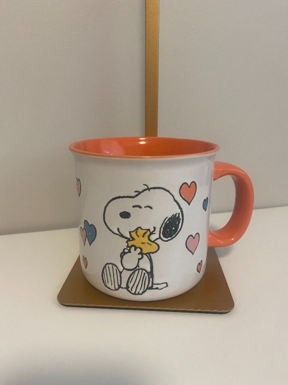 Snoopy Coffee Mug w/Woodstock White 20 oz. Double Sided by GIBSON